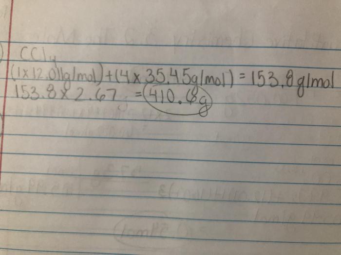 How many moles are in 199 grams of ccl4