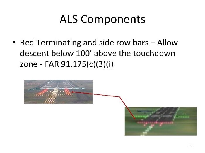 Red terminating bars approach light system