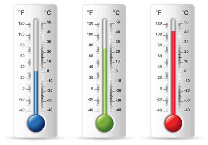 For each of the illustrations of thermometers shown below